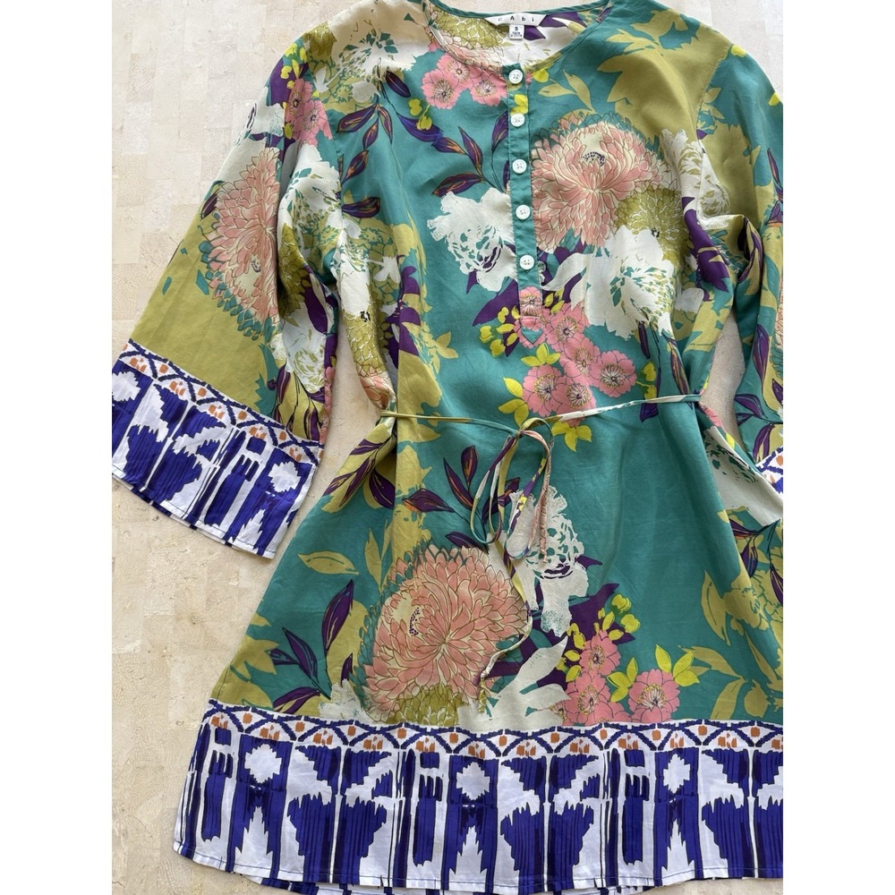 CAbi Poetry Tunic Top Women Small Silk‎ Floral Asian Relaxed Artsy Boho Kimono - Picture 3 of 10